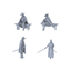 MRY-SFW LYTR490 Ancient Swordsmen Wandering Heroes Group of 4 Miniature Car Diorama Figures Scene Props Accessories Resin 3D Printed Resin Model Kit by SSMODEL