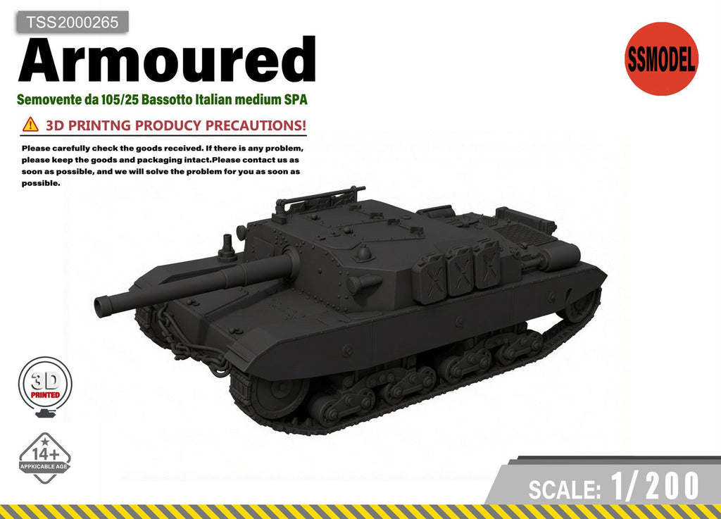 SSMODEL 1/200 Semovente da 105/25 Bassotto Italian tank Model Kit TSS2000265