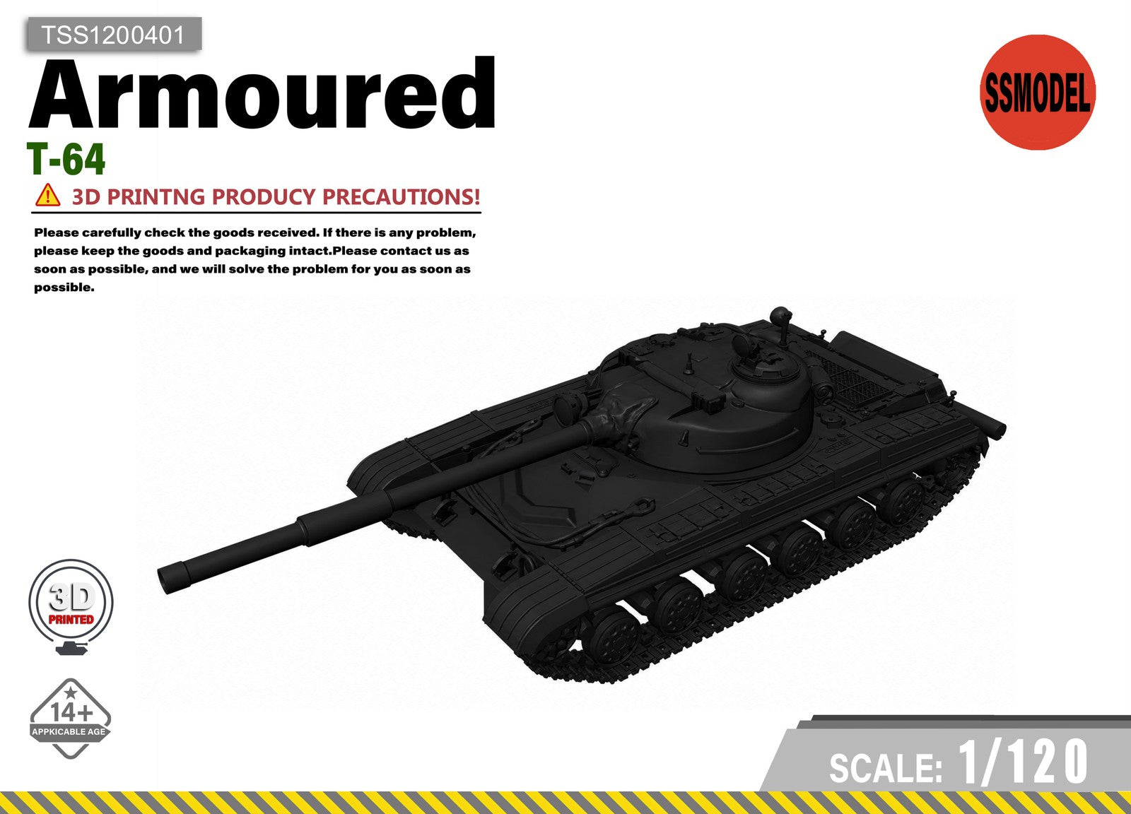 SSMODEL 1/120 T-64 Resin Model Kit TSS1200401 — scale model kit