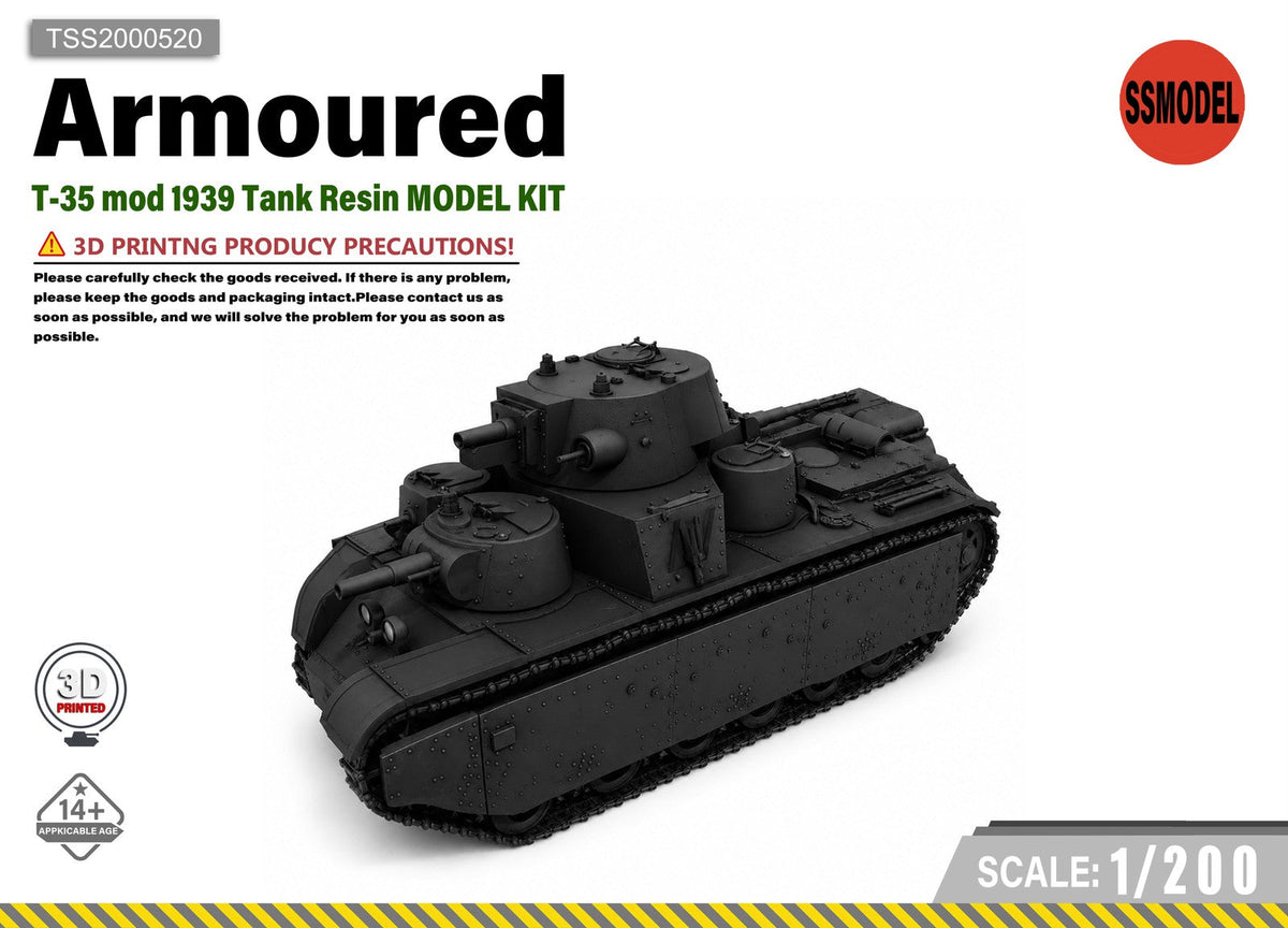 SSMODEL 1/200 T-35 mod 1939 Tank Resin MODEL KIT TSS2000520 — scale model kit