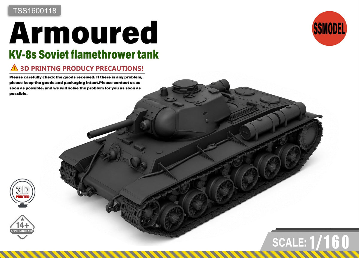 SSMODEL 1/160 KV-8s Soviet Flamethrower Tank Resin Model Kit TSS1600118 — scale model kit