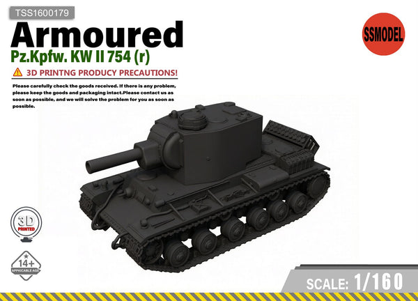 SSMODEL 1/160 Pz.Kpfw. KW II 754 (r) tank Resin Model Kit TSS1600179