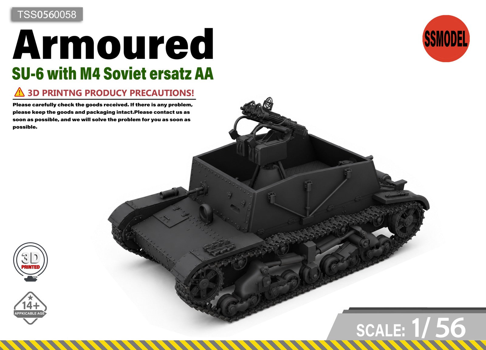 SSMODEL 1/56 SU-6 with M4 Soviet ersatz AA-gun tank Resin Model Kit TSS0560058 Main image