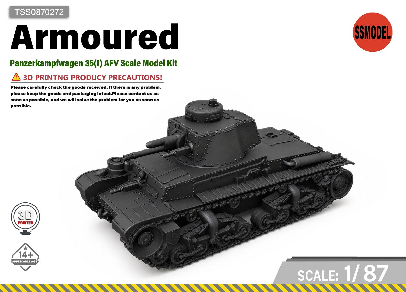 SSMODEL 1/87 Panzerkampfwagen 35(t) tank Model Kit TSS0870272 Main image