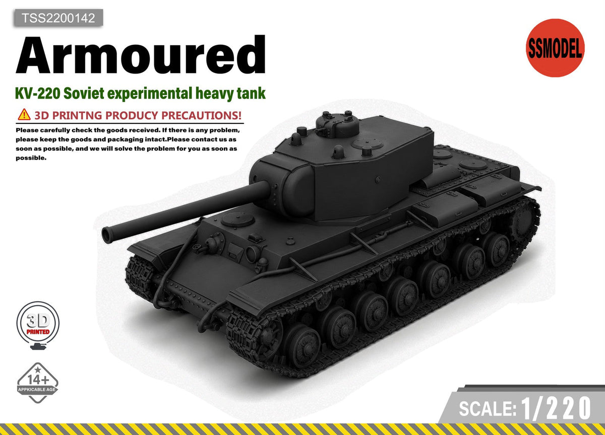 SSMODEL 1/220 KV-1 KV-220 Soviet experimental tank resin model kit TSS2200142 — scale model kit