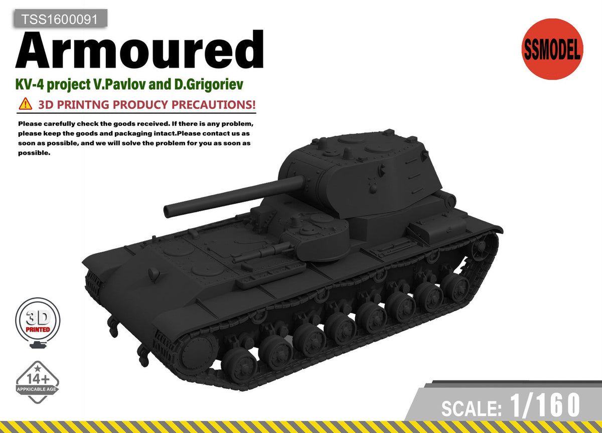 SSMODEL MODEL KIT 1/160 KV-4 V.Pavlov and D.Grigoriev tank TSS1600091 — scale model kit
