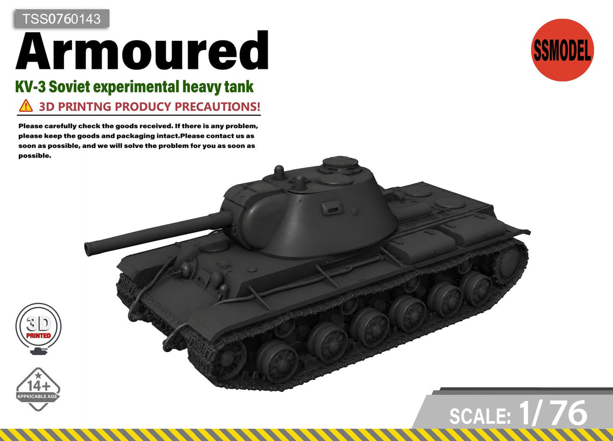 SSMODEL 1/76 KV-3 Soviet experimental heavy tank resin model kit TSS0760143 Main image