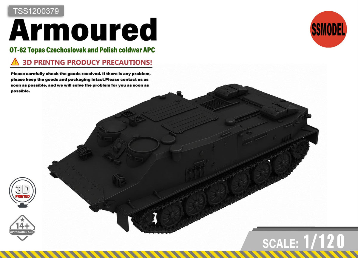 SSMODEL 1/120 OT-62 Topas Czechoslovakian and Polish Tank Model Kit TSS1200379 — scale model kit