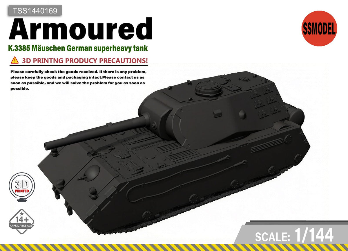 SSMODEL 1/144 K.3385 Mauschen German superheavy tank Resin Model Kit TSS1440169 — scale model kit