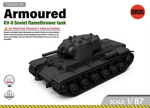 SSMODEL 1/87 KV-8 Soviet Flamethrower Tank Resin Model Kit TSS0870130