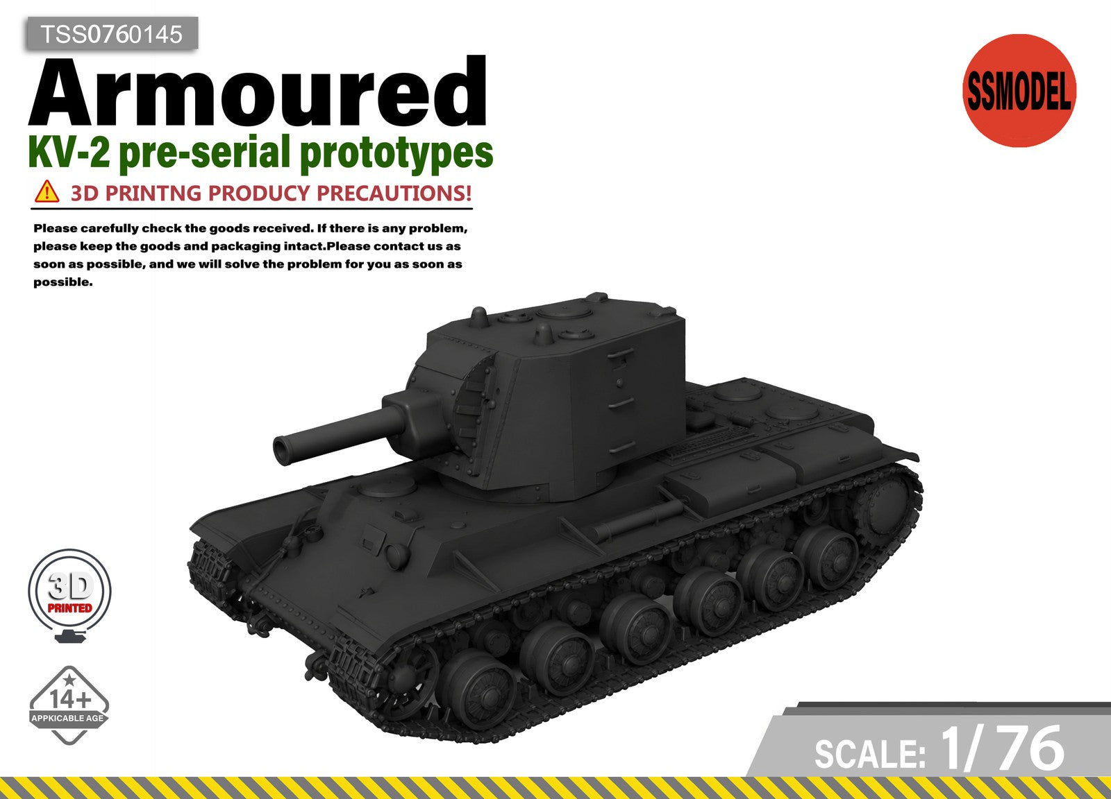 SSMODEL 1/76 KV-2 pre-serial prototypes tank resin model kit TSS0760145 Main image