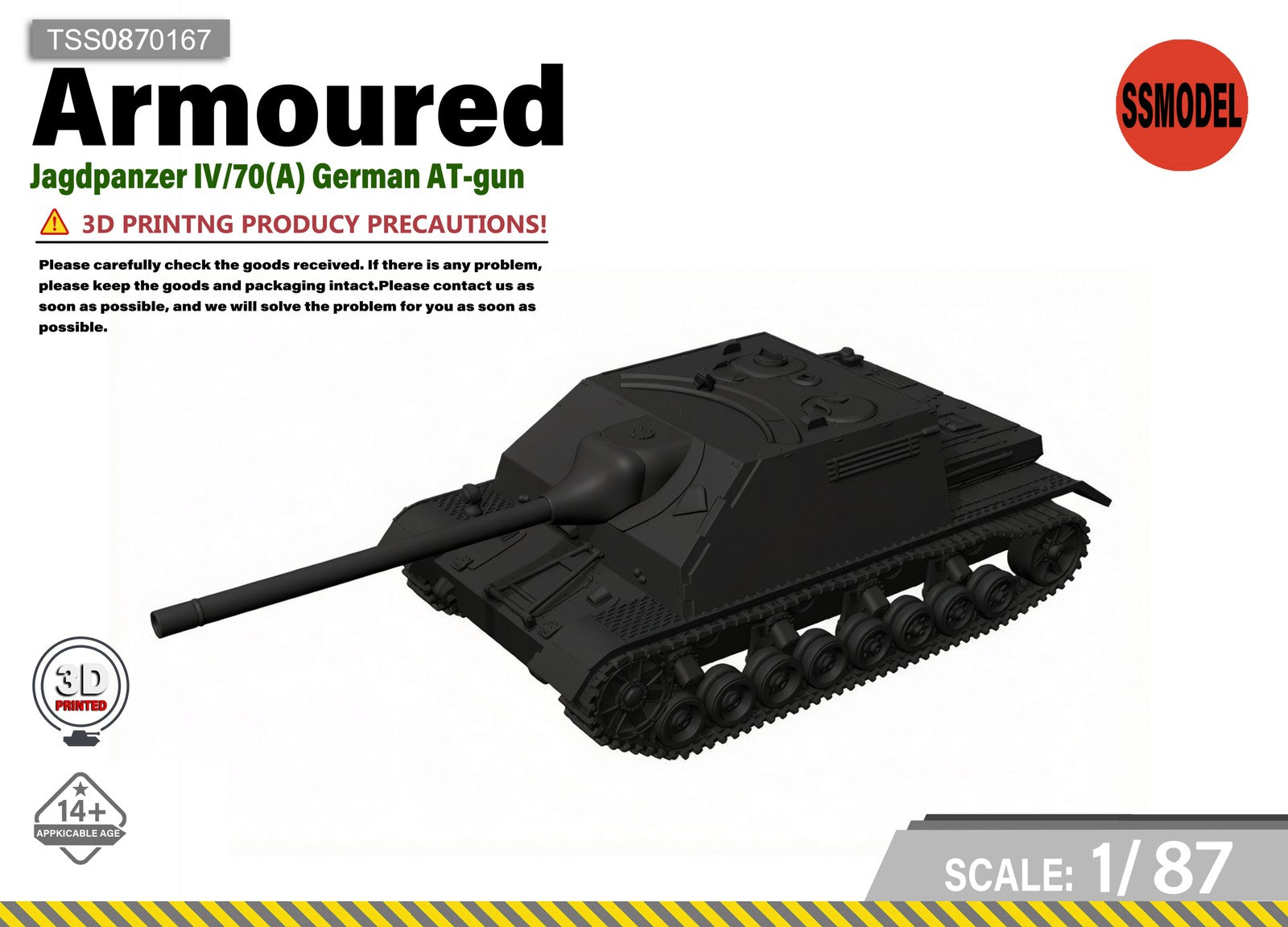 SSMODEL 1/87 Jagdpanzer IV/70(A) German AT-gun tank Resin Model Kit TSS0870167 Main image