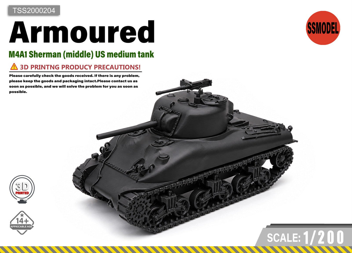 SSMODEL 1/200 M4A1 Sherman Middle US Medium Tank Resin MODEL KIT TSS2000204 Main image