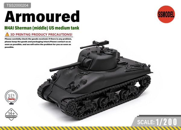 SSMODEL 1/200 M4A1 Sherman Middle US Medium Tank Resin MODEL KIT TSS2000204
