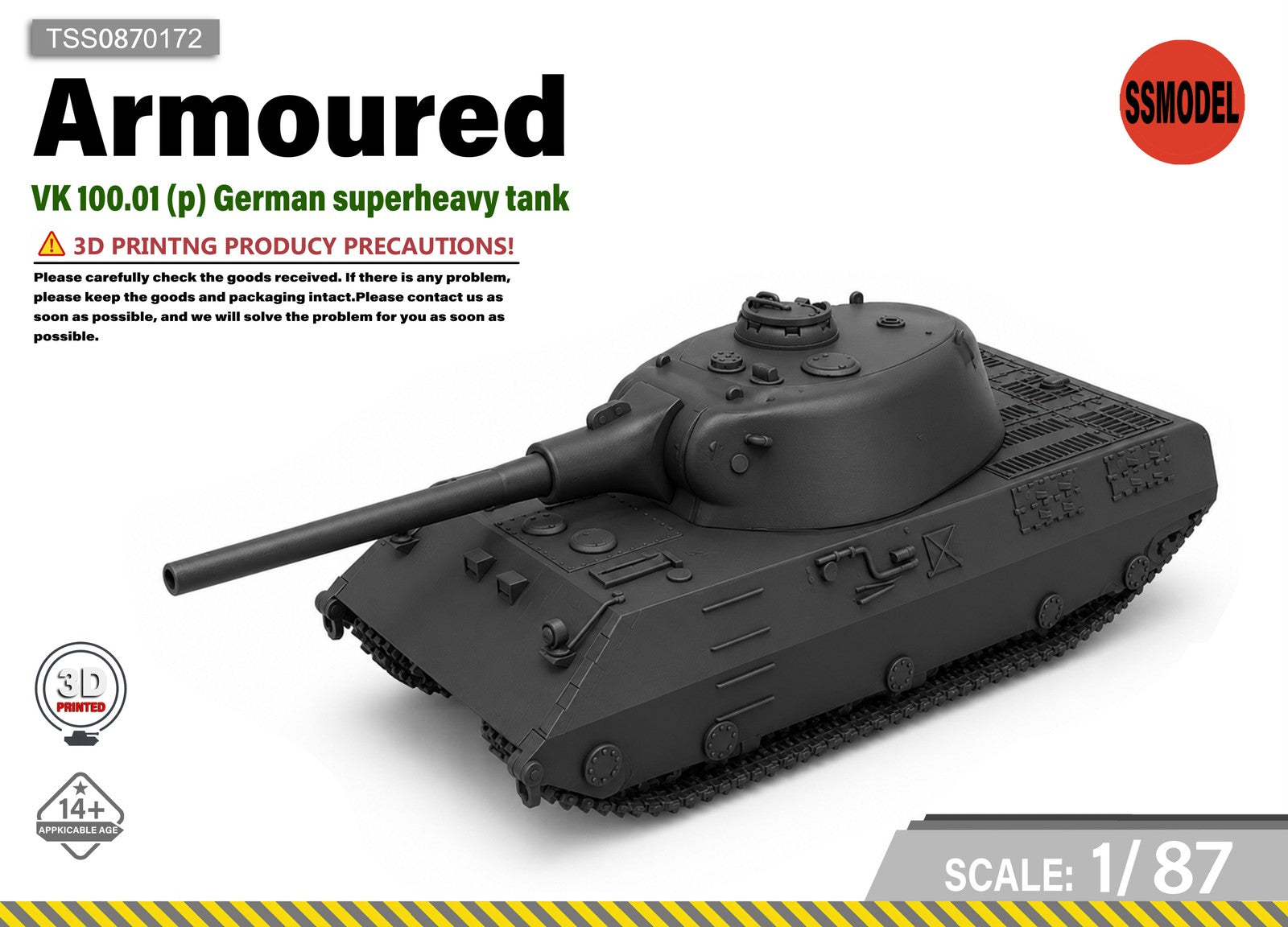 SSMODEL 1/87 VK 100.01 (p) German superheavy tank Resin Model Kit TSS0870172 Main image