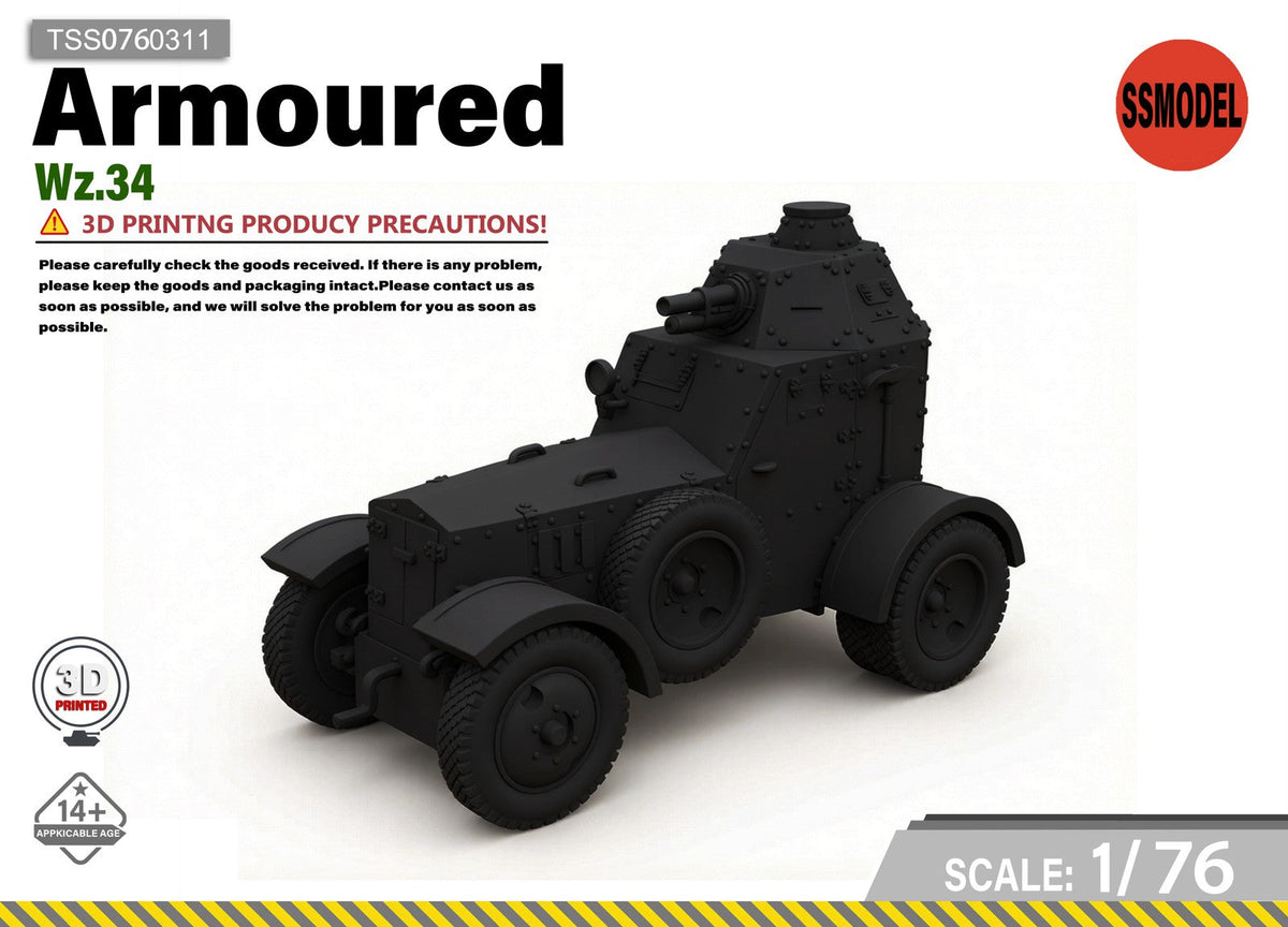 SSMODEL 1/76 Wz.34 Historic AFV Armored Vehicle Mini Scale Model Kit TSS0760311 Main image