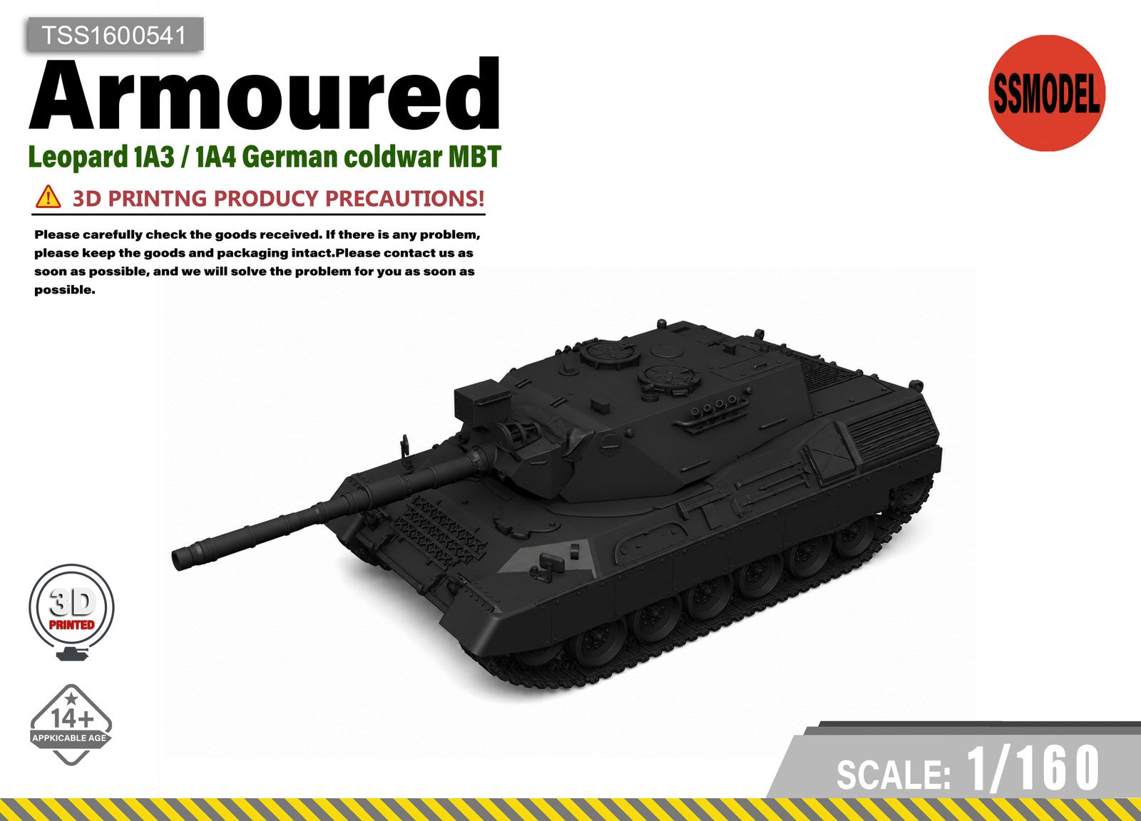 SSMODEL 1/160  Leopard 1A3 / 1A4 German coldwar MBT Resin Model Kit TSS1600541 Main image