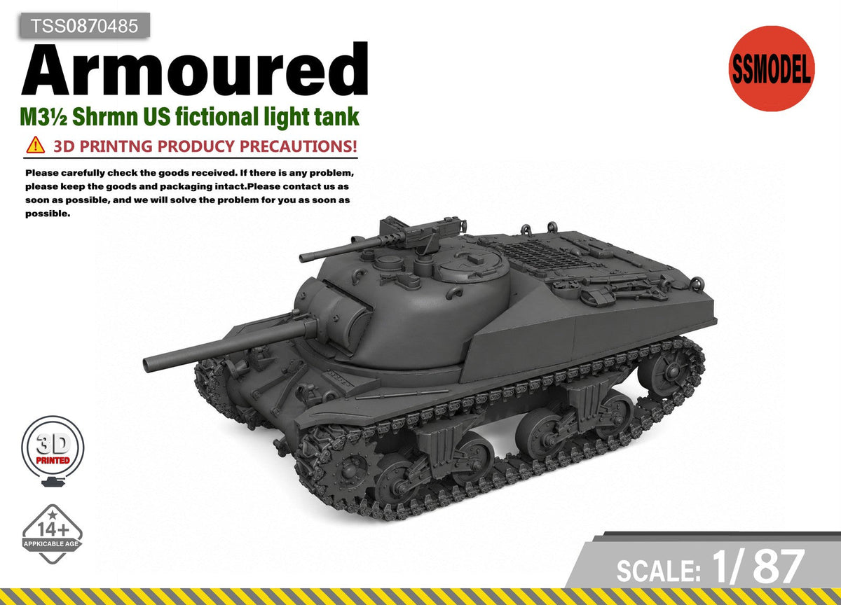 SSMODEL 1/87 M3 Shrmn US fictional light tank resin model kit TSS0870485 Main image