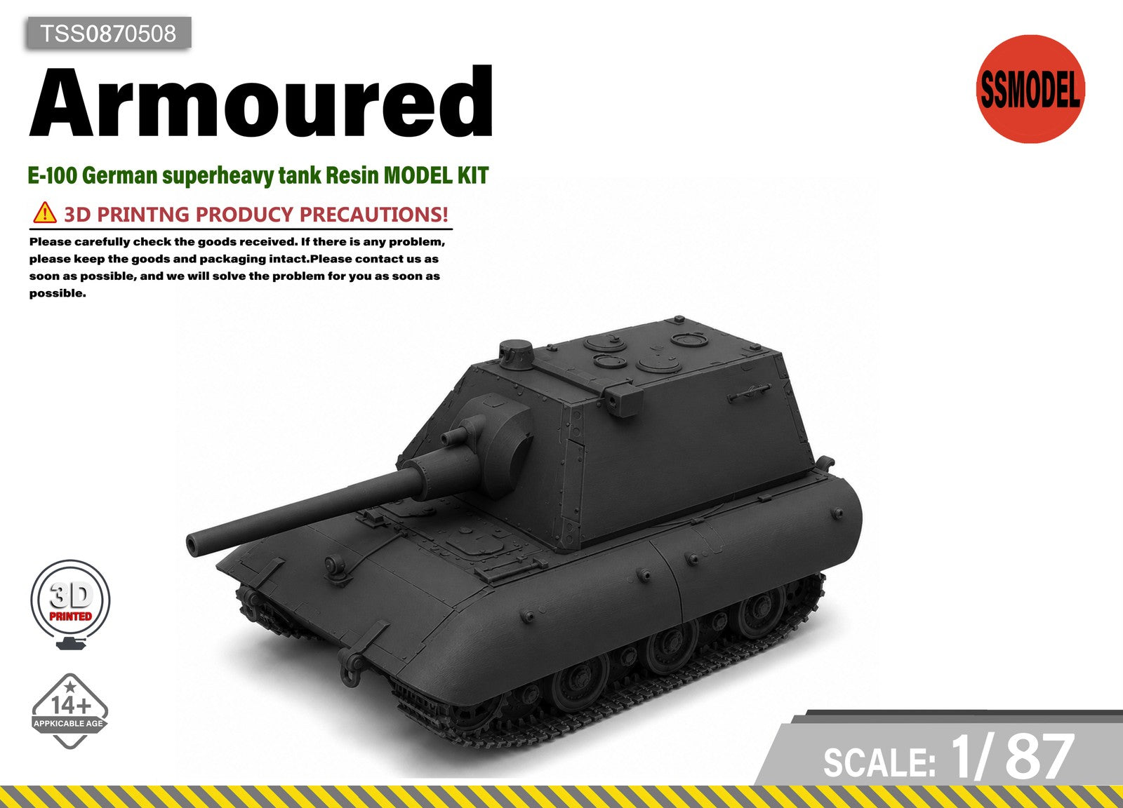 SSMODEL 1/87 E-100 German superheavy tank Resin MODEL KIT TSS0870508 Main image