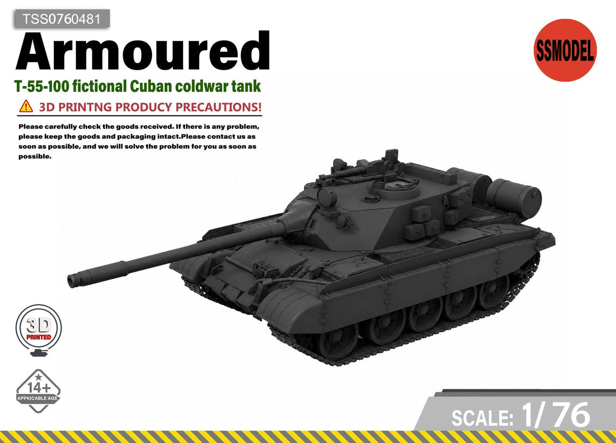 SSMODEL 1/76 T-55-100 fictional Cuban Coldwar tank resin model kit TSS0760481 — scale model kit