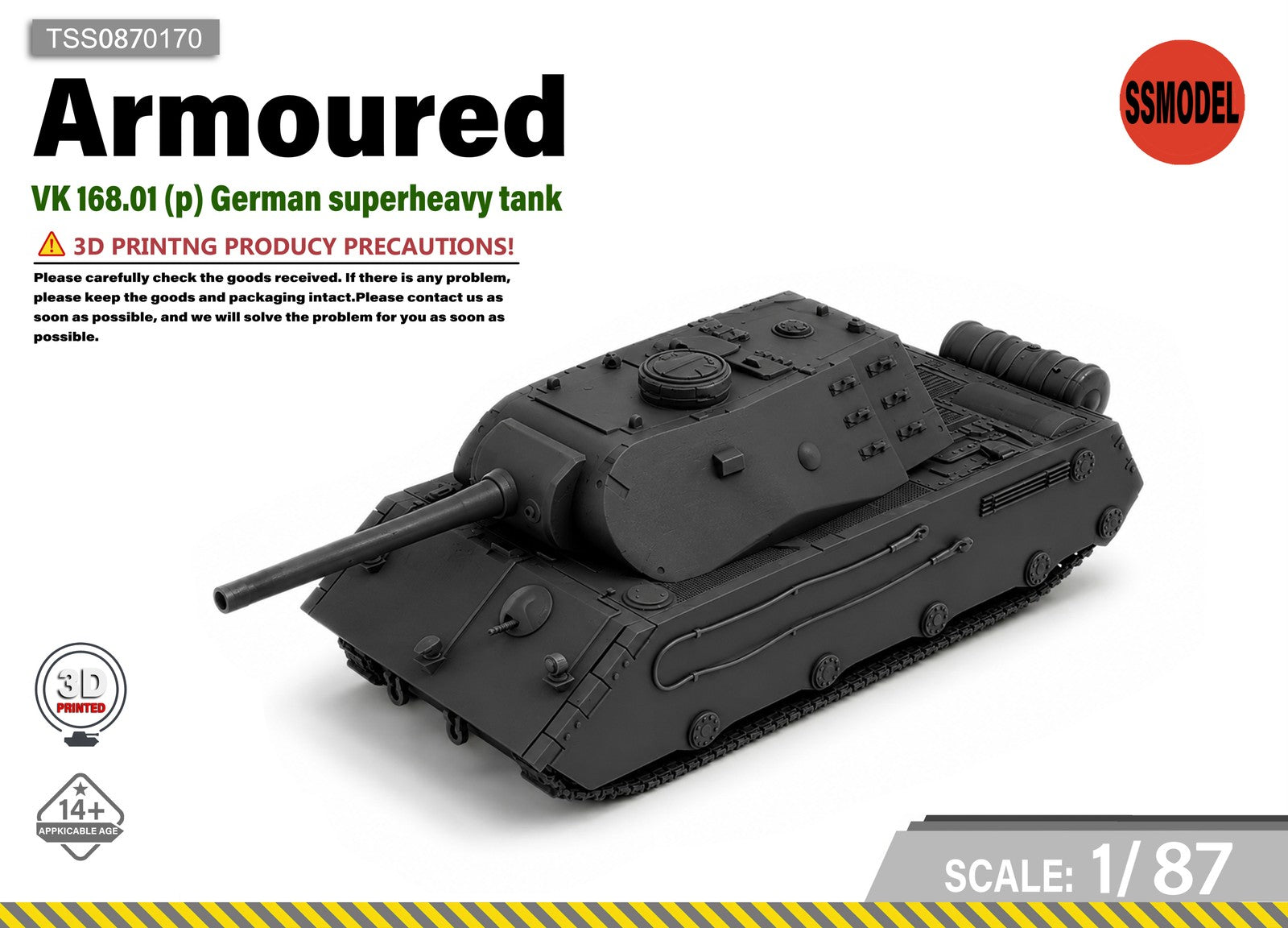 SSMODEL 1/87 VK 168.01 (p) German superheavy tank Resin Model Kit TSS0870170 Main image