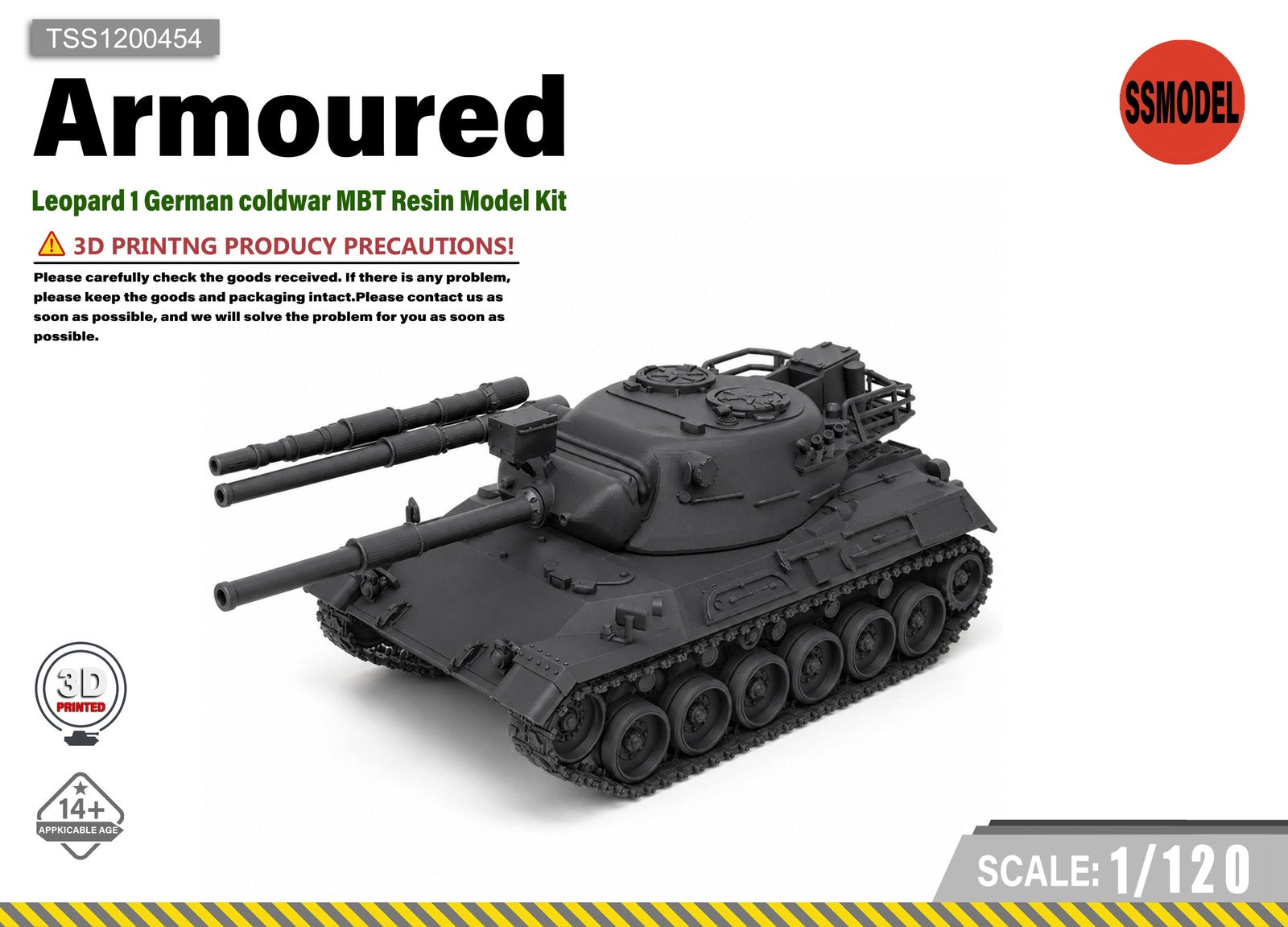 SSMODEL 1/120 Leopard 1 German coldwar MBT Resin Model Kit TSS1200454 Main image