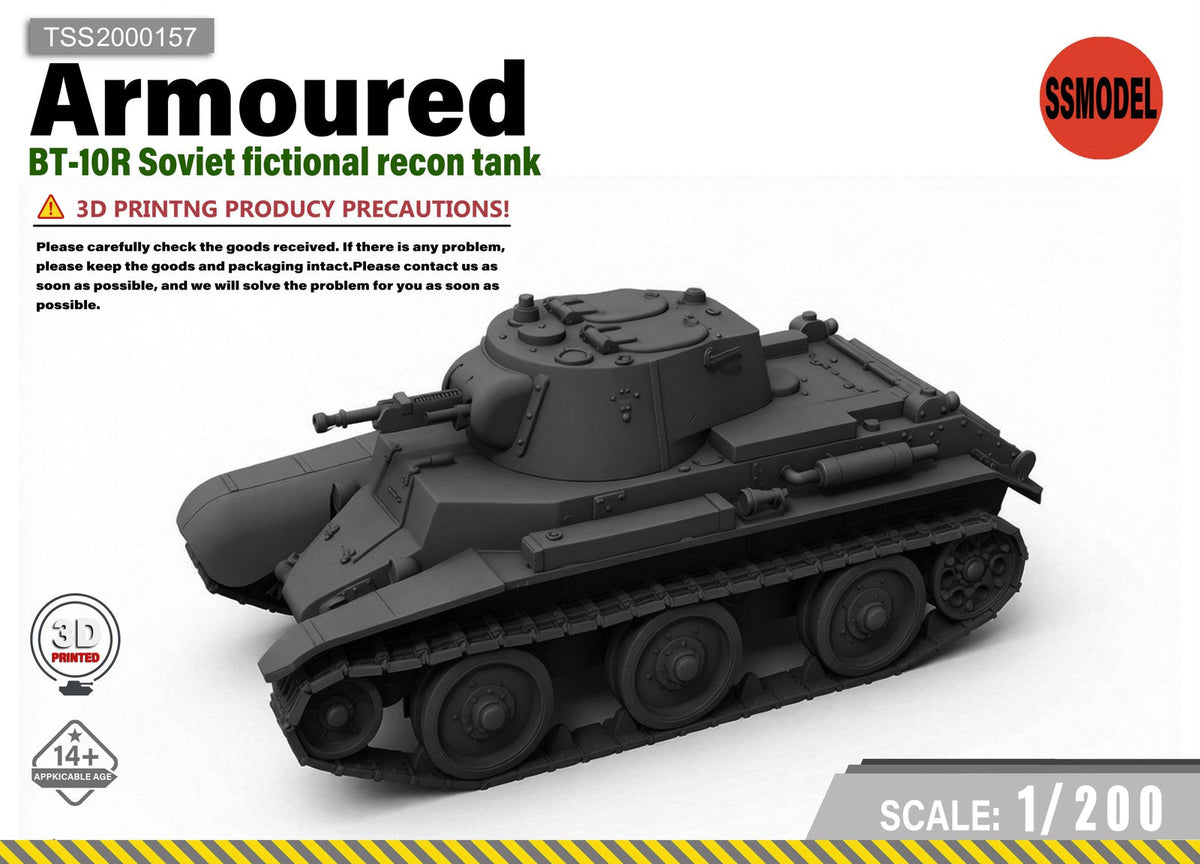 SSMODEL 1/200 BT-10R Soviet fictional recon tank Resin Model Kit TSS2000157 — scale model kit