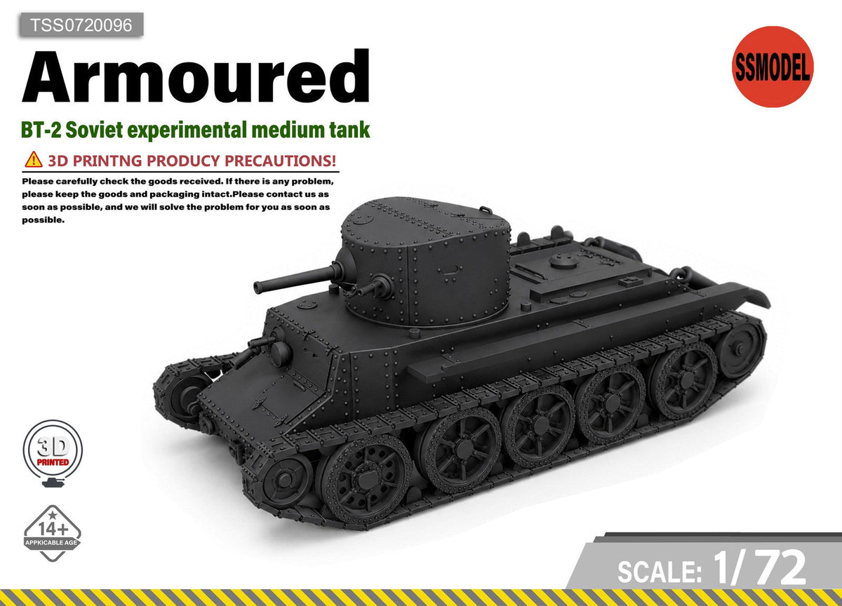 SSMODEL 1/72 BT-2 N.M. Toskin Soviet medium tank Resin Model Kit TSS0720096 — scale model kit