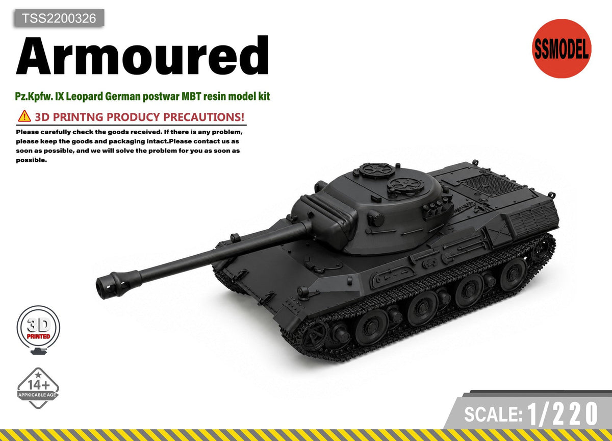SSMODEL 1/220 Pz.Kpfw. IX Leopard German postwar MBT resin model kit TSS2200326 — scale model kit