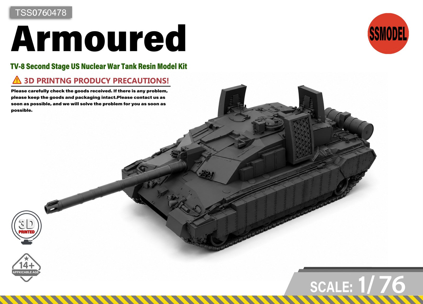 SSMODEL 1/76 TV-8 Second Stage US Nuclear War Tank Resin Model Kit TSS0760478 Main image