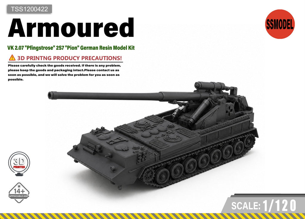 SSMODEL 1/120 VK 2.07 "Pfingstrose" 2S7 "Pion" German Resin Model Kit TSS1200422