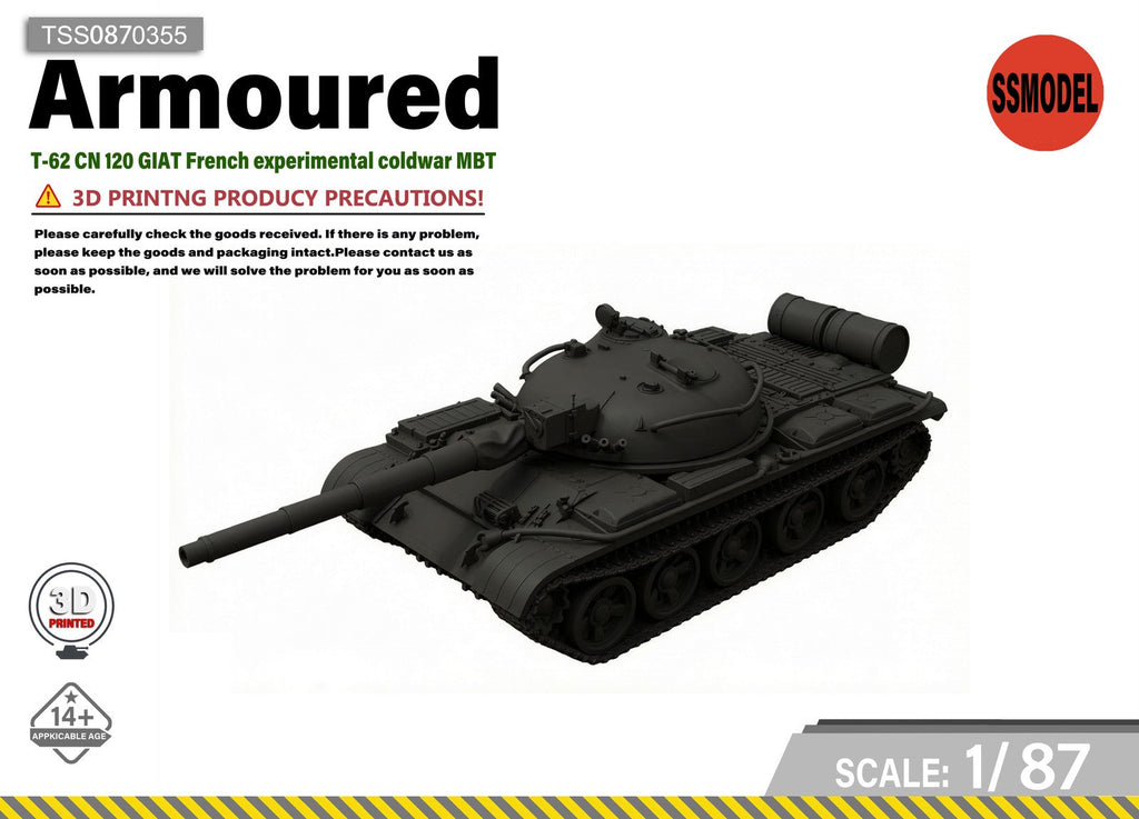 SSMODEL 1/87 T62 CN 120 GIAT French Main Battle Tank Resin Model Kit TSS0870355