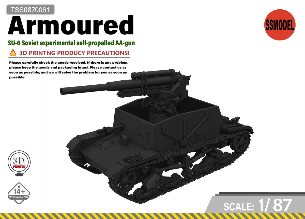 SSMODEL 1/87 SU-6 Soviet self-propelled AA-gun Resin Model Kit TSS0870061 — scale model kit