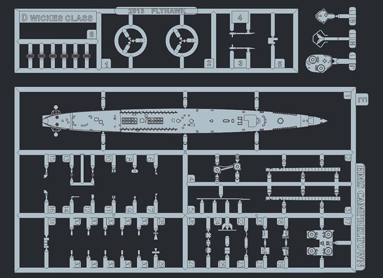 Flyhawk FH1105 1/700 HMS Campbeltown 1942 Plastic Model Kit
