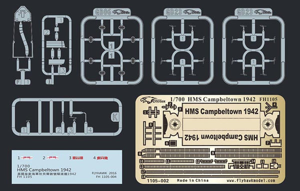 Flyhawk FH1105 1/700 HMS Campbeltown 1942 Plastic Model Kit