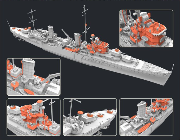 Flyhawk FH1157 1/700 HMS AURORA 1941 Plastic Model Kit Secondary image