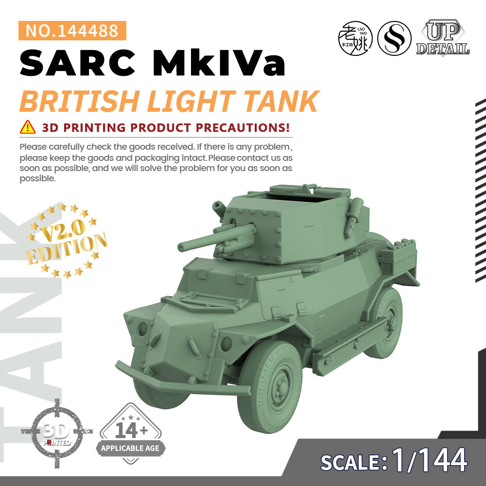 SSMODEL 488 Military Model Kit British SARC MkIVa Light Tank — scale model kit