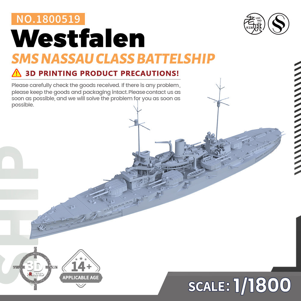 SSMODEL 519 Military Warship Model Kit SMS Nassau Class Westfalen Battelship Main image