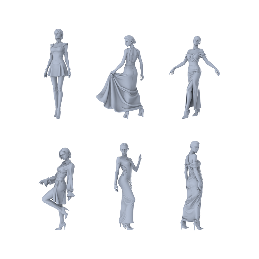 MRY-SFW LYTR508 Modern Urban Fashion Women Evening Wear Group of 6 Miniature Car Diorama Figures Scene Props Accessories Resin 3D Printed Resin Model Kit by SSMODEL Main image