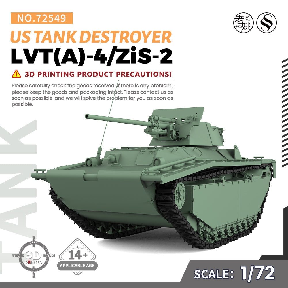 SSMODEL 549 Military Armoured Model Kit US LVT A-4/ZiS-2 Tank Destroyer Main image
