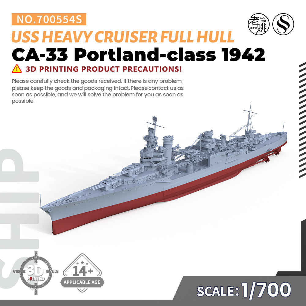 SSMODEL 554S Military Warship Model Kit US Navy Portland Class Heavy Cruiser 1942 CA-33 Main image