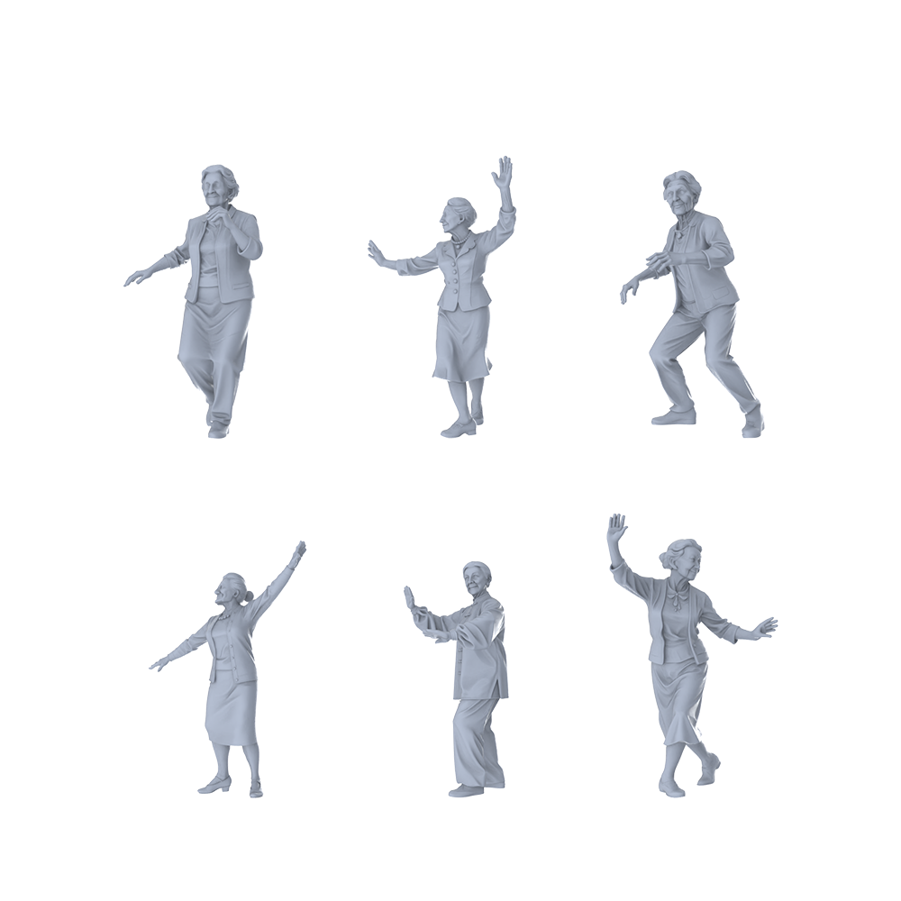 MRY-SFW LYTR503 Modern Elderly Morning Exercise Group of 6 Miniature Car Diorama Figures Scene Props Accessories Resin 3D Printed Resin Model Kit by SSMODEL Main image