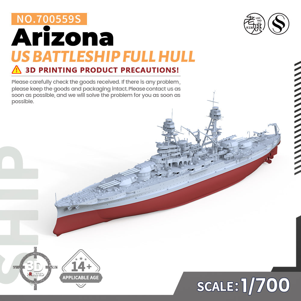 SSMODEL 559S Military Warship Model Kit US Navy Arizona Battleship BB-39 — scale model kit