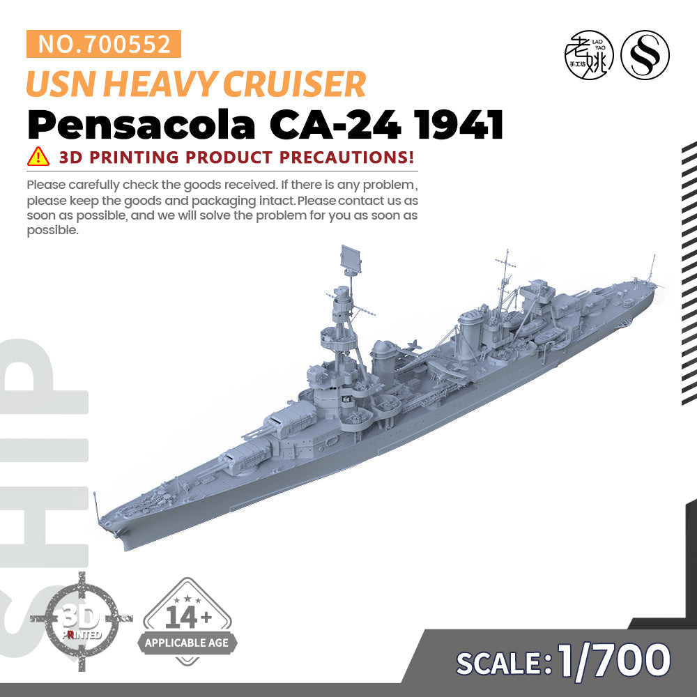 SSMODEL 552 Military Warship Model Kit US Navy Pensacola Heavy Cruiser 1941 CA-24 — scale model kit