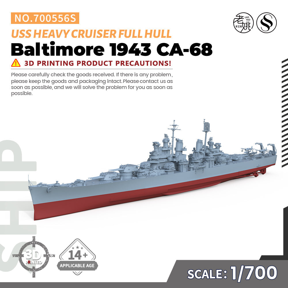 SSMODEL 556S Military Warship Model Kit US Navy Baltimore Heavy Cruiser 1943 CA-68 Main image
