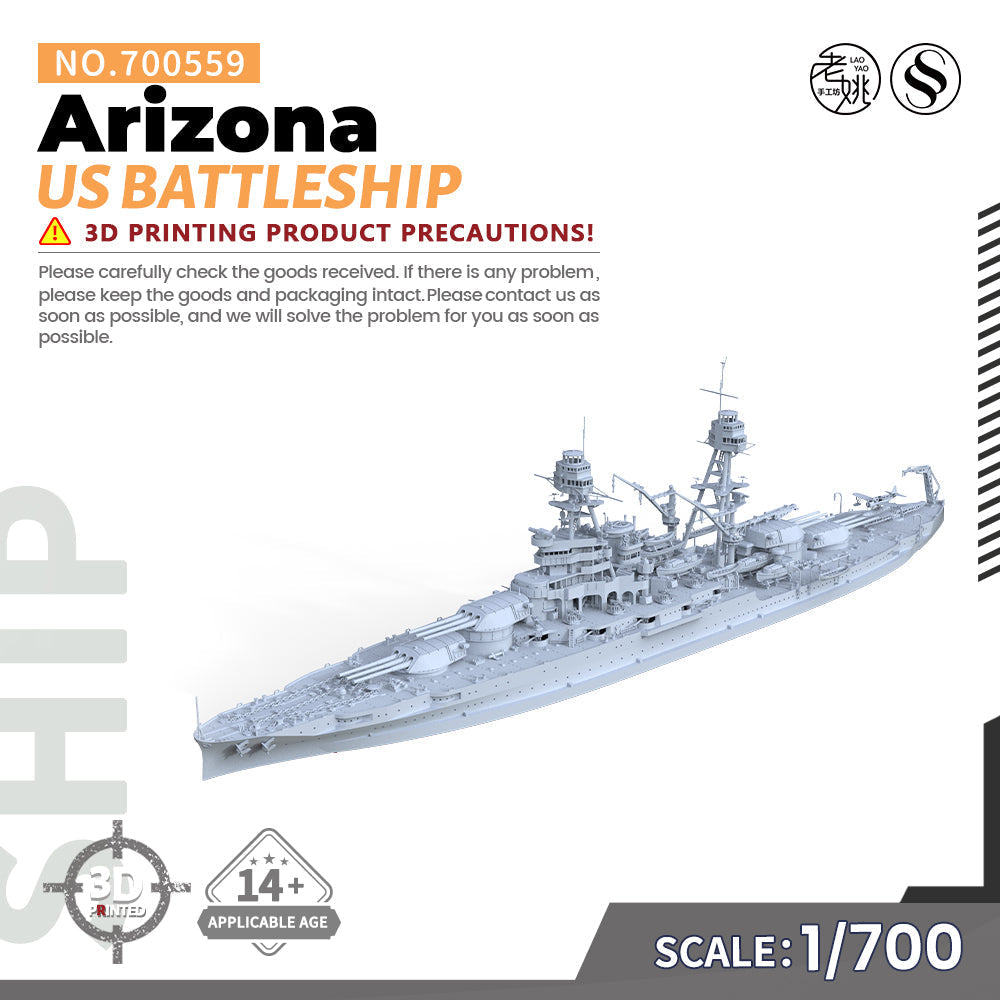 SSMODEL 559 Military Warship Model Kit US Navy Arizona Battleship BB-39 Main image