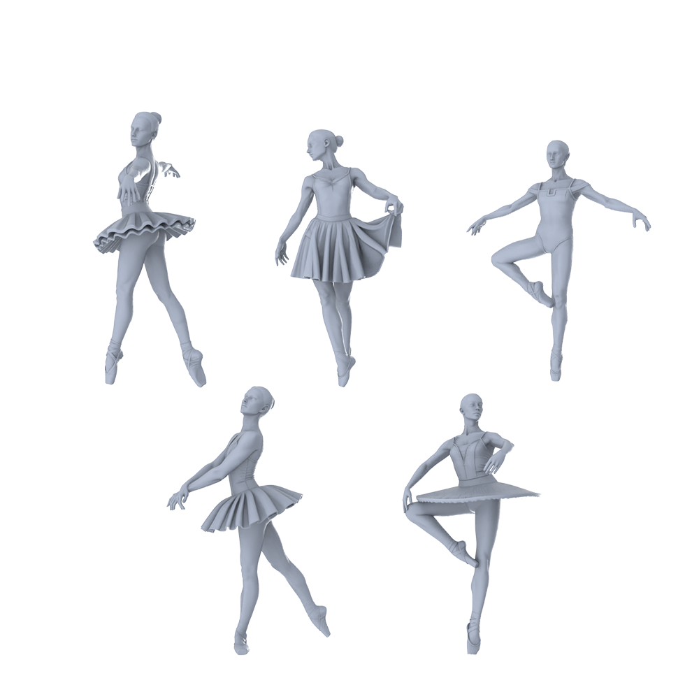 MRY-SFW LYTR509 Modern Ballet Dancers Dance Group of 5 Miniature Car Diorama Figures Scene Props Accessories Resin 3D Printed Resin Model Kit by SSMODEL