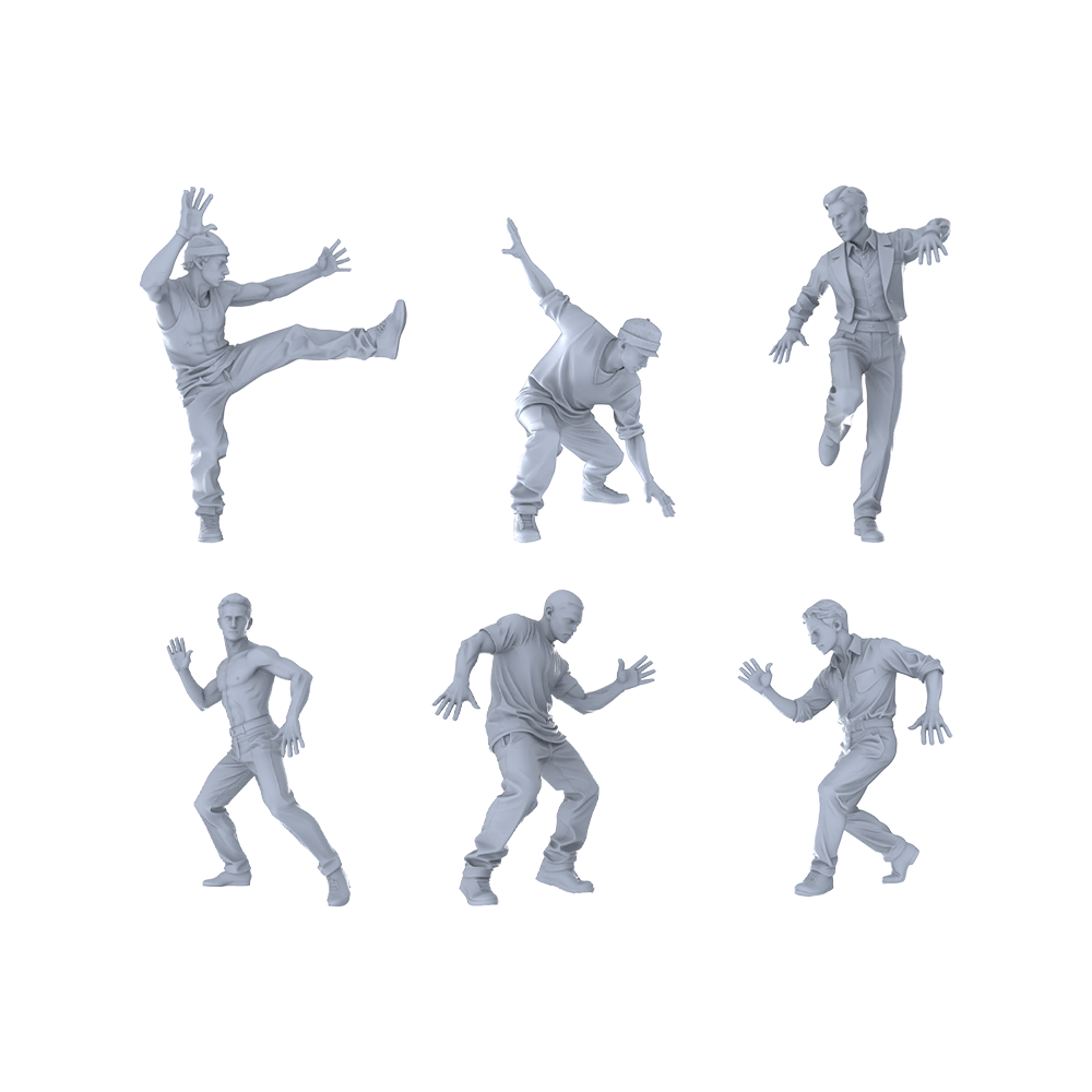MRY-SFW LYTR507 Modern Dancers Street Style Group of 6 Miniature Car Diorama Figures Scene Props Accessories Resin 3D Printed Resin Model Kit by SSMODEL Main image