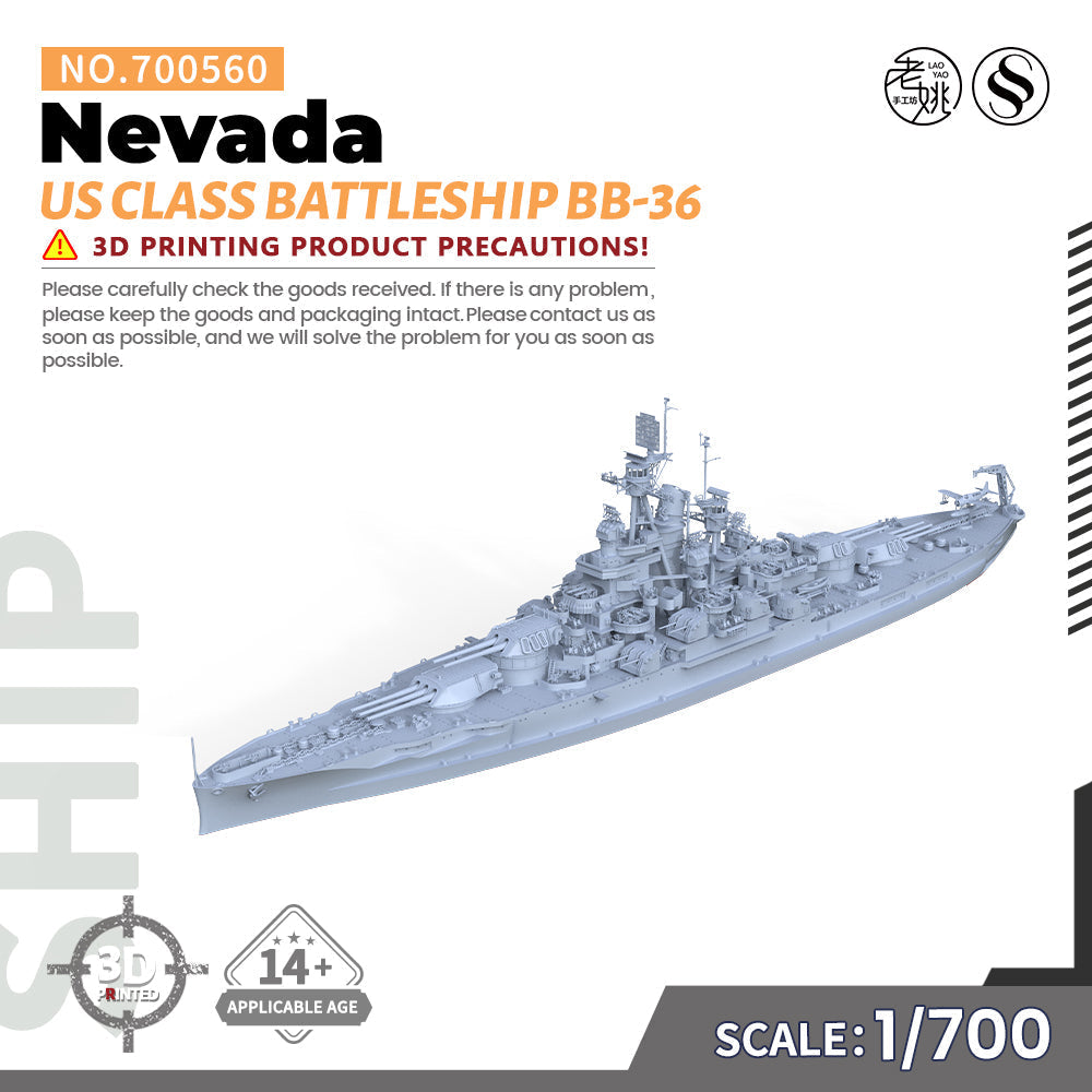 SSMODEL 560 Military Warship Model Kit US Navy Nevada Class Battleship BB-36 Main image