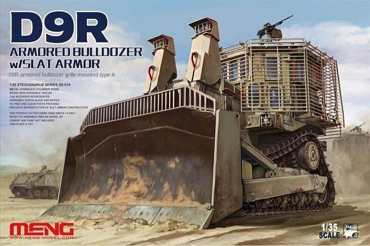 Meng Model SS-010 1/35 D9R Armored Bulldozer w/Slat Armor Model Kit Main image
